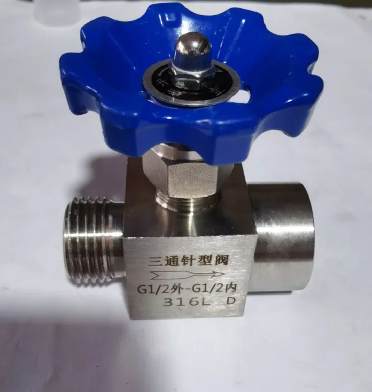 Three-Way Needle Valve 316L, Male 1/2" × Female M20×1.5