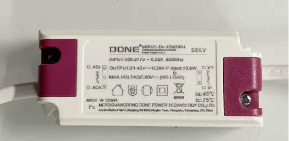 DONE LED Driver DL-12W250-L, 12W, 250mA, 21-42V DC