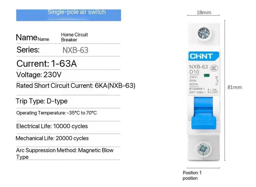 D-type circuit breaker, Chint