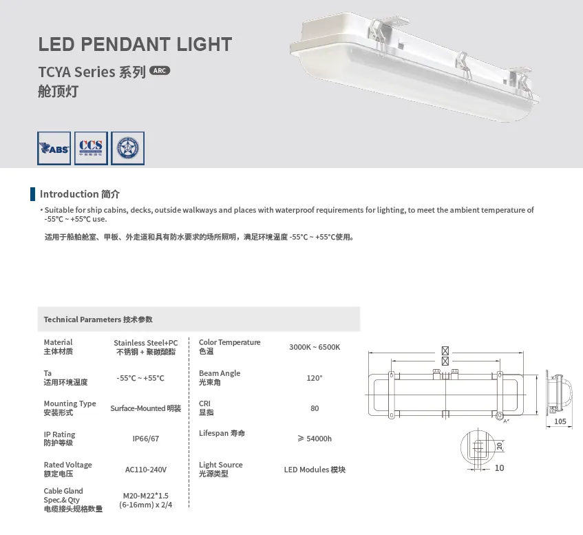 LED Pendant Light TCYA10-2(A)ML 20W